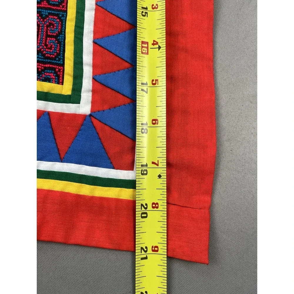 Vintage Hmong Embroidered Handmade Folk Art Cloth Pillow Cover 21 X 23